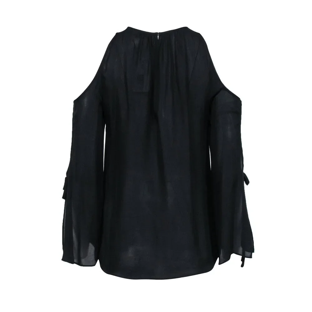 Ramy Brook - Black Sheer Cold Shoulder Blouse Sz XS